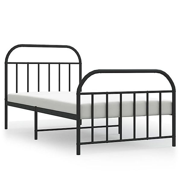 vidaXL Bettgestell, Bettrahmen mit Kopf- und Fußteil Metall Schwarz 100x190 günstig online kaufen