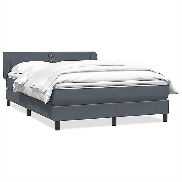 vidaXL Boxspringbett, Boxspringbett mit Matratze Dunkelgrau 140x210 cm Samt günstig online kaufen