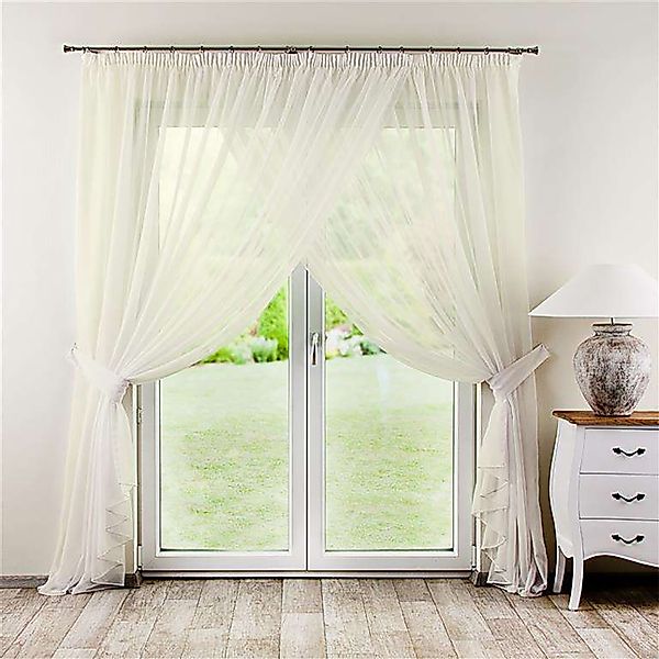 Fensterdekoration Amelia mit Volant, ecru, 150 cm x 270 cm, Voile (901-01) günstig online kaufen