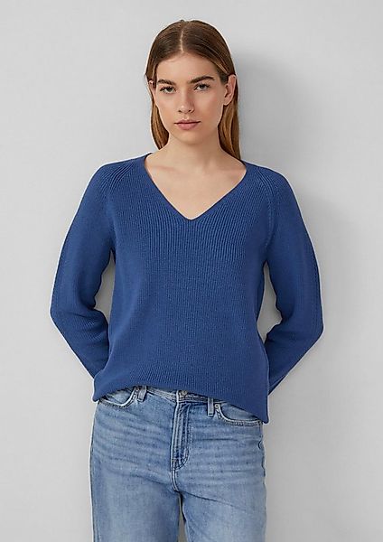 s.Oliver Longpullover Strickpullover Strickpullover aus Baumwollmix mit V-A günstig online kaufen