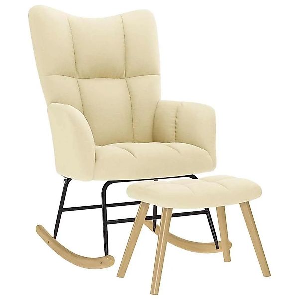 vidaXL Schaukelstuhl mit Fußhocker Creme Stoff 4016807 günstig online kaufen