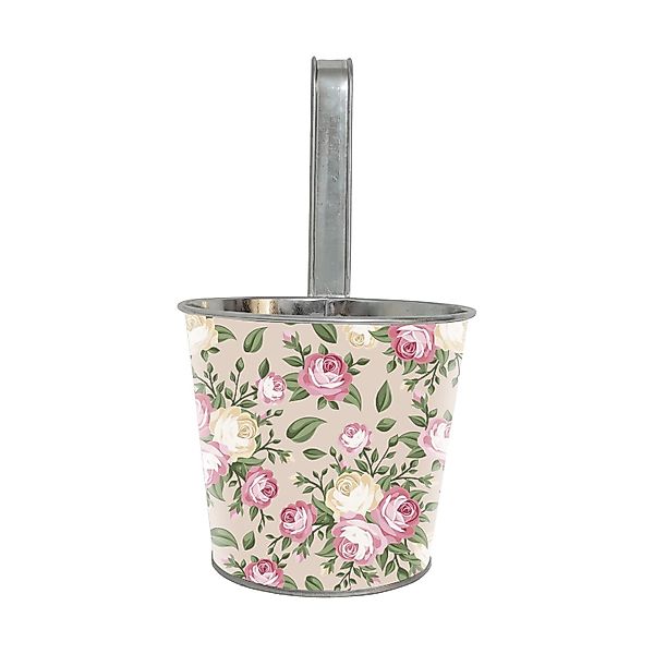 Zink Hängetopf Pink-Flower Rund Konisch D15 x H14/27cm günstig online kaufen