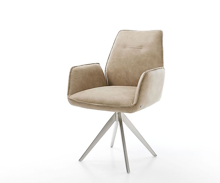 Esszimmerstuhl Zoa-Flex Mikrofaser Beige Vintage Kreuzgestell kantig Edelst günstig online kaufen