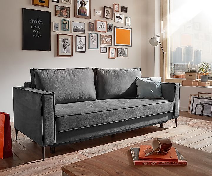 Schlafsofa Thia Velour Graphit 220x100 cm günstig online kaufen