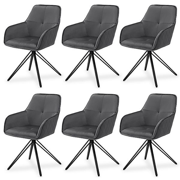 Juskys Esszimmerstuhl Clyde, 6er Set, Stoff günstig online kaufen