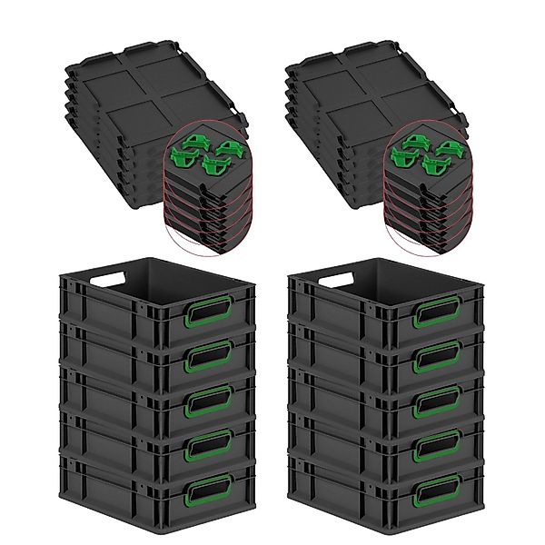 PROREGAL SparSet 10x Eurobox Nextgen Color Mit Auflagedeckel HxBxT 12x30x40 günstig online kaufen