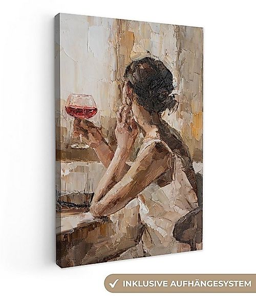 OneMillionCanvasses® Leinwandbild Kunstdrucke - Frau - Wein - Öl, Fotodruck günstig online kaufen
