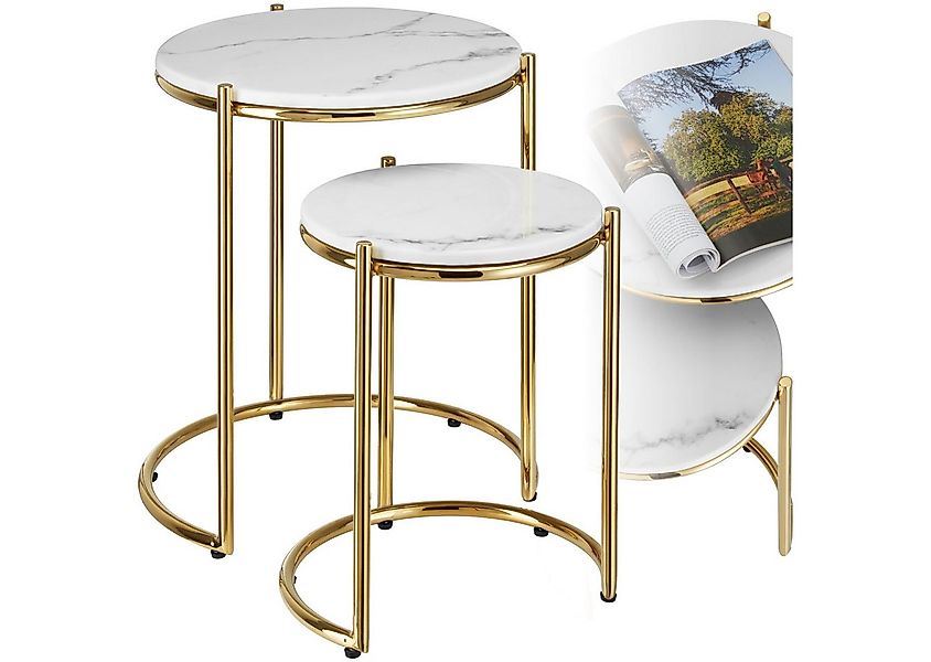 tectake Beistelltisch Couchtisch Ellsa, hochwertige Marmorplatten, solide S günstig online kaufen
