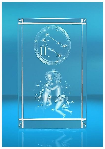 Dekofigur 3D Glasquader I Sternzeichen PRO I Motiv: Zwillinge, Hochwertige günstig online kaufen