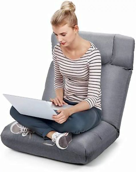 COSTWAY® Bodenstuhl mit Verstellbarer Rückenlehne grau günstig online kaufen