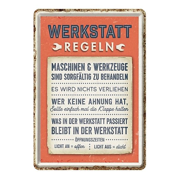 Nostalgic-Art Blechpostkarte - Werkstattregeln günstig online kaufen