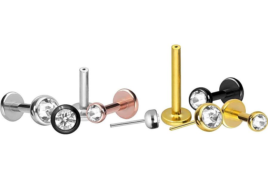 PIERCINGLINE Piercing-Set Titan Labret mit Push Fit KRISTALL (Labrets, 1-tl günstig online kaufen