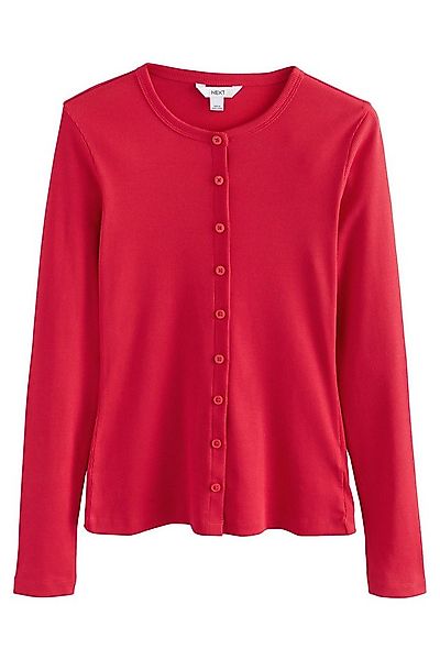 Next T-Shirt Geripptes, durchgeknöpftes Henley-Langarmshirt (1-tlg) günstig online kaufen