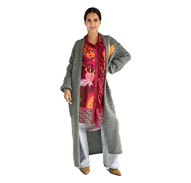 Miss Goodlife Strickmantel Langer Strickmantel mit Herz MG13024 – Grau günstig online kaufen
