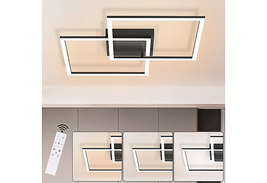ZMH LED Deckenleuchte 2 Modern Quadratisch Kristall Design Dimmbar mit Fern günstig online kaufen