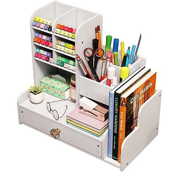 zggzerg Regal-Schreibtisch Weißer Schreibtisch-Organizer mit Schublade, DIY günstig online kaufen