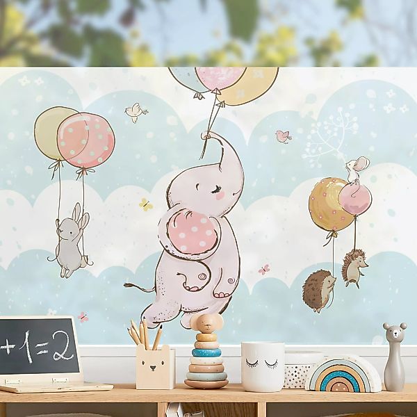 Fensterfolie Luftballon Wolken Tiere - Elefant günstig online kaufen