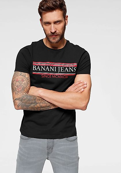 Bruno Banani T-Shirt kurzärmelig, schmal geschnitten, bedruckt, Rundhalsaus günstig online kaufen