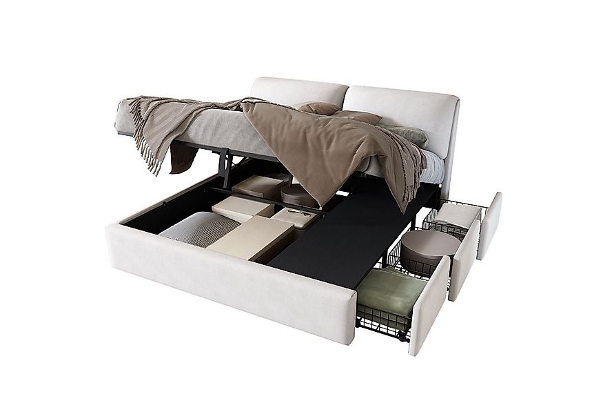 BlingBin Polsterbett Hydraulisches Bett, Stauraumbett Doppelbett mit 3 Schu günstig online kaufen