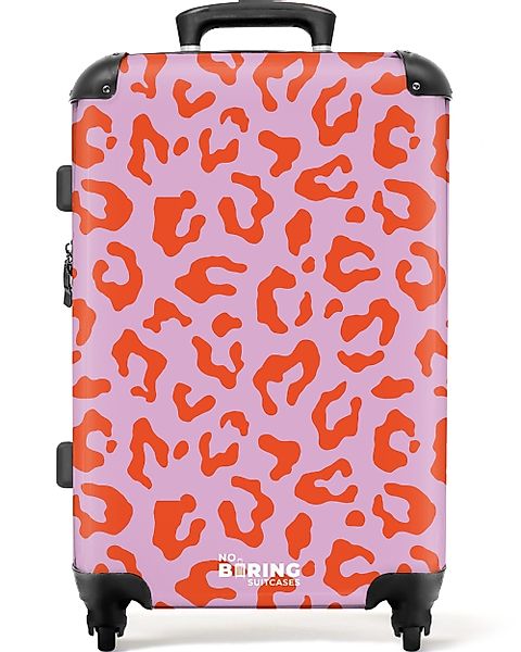NoBoringSuitcases.com© Hartschalen-Trolley Rosa mit rotem Panther-Aufdruck günstig online kaufen