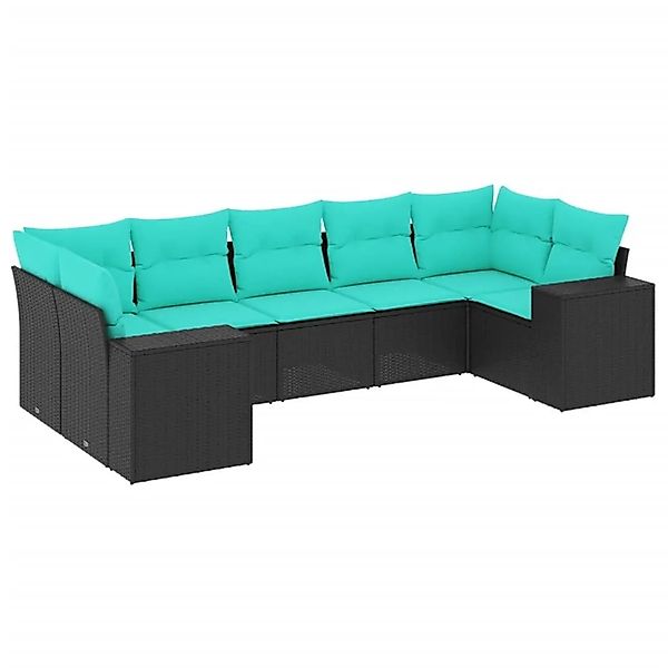 vidaXL 7-Tlg Gartensofa-Set mit Kissen Schwarz Polyrattan 3222986 günstig online kaufen