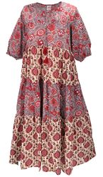 Guru-Shop Midikleid Boho Baumwoll Maxikleid, gestuftes günstig online kaufen