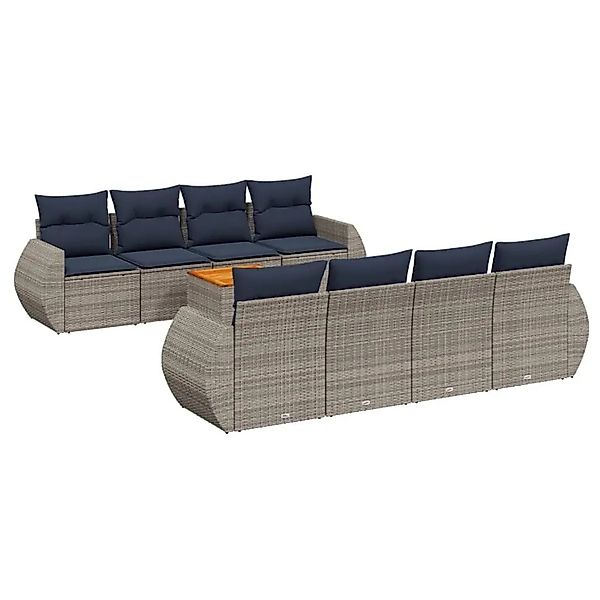 vidaXL 9-Tlg Gartensofa-Set mit Kissen Grau Polyrattan 3224927 günstig online kaufen