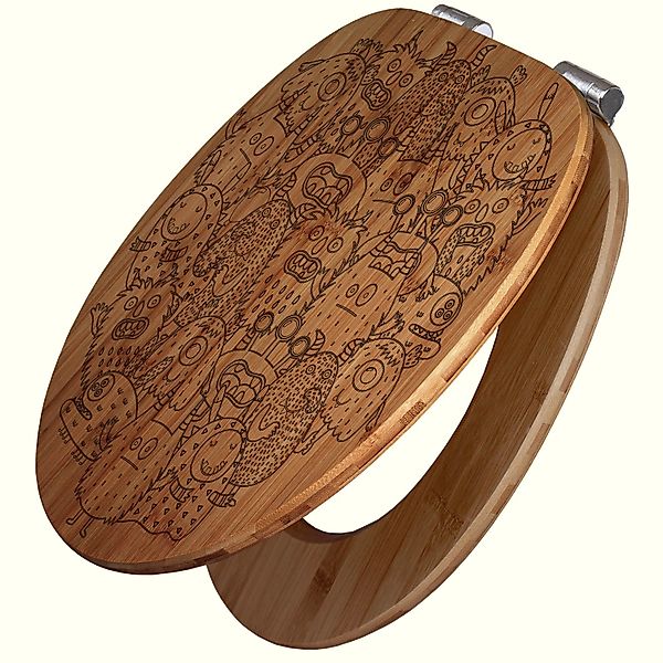 Banjado WC Sitz Bambus Holz Mit Gravur Toilettendeckel Mit Absenkautomatik günstig online kaufen