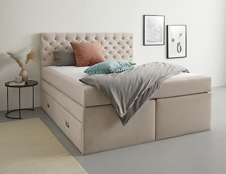 Home affaire Bett "Boxbett Alvi mit Schubladen, Taschen-Federkernmatratze" günstig online kaufen
