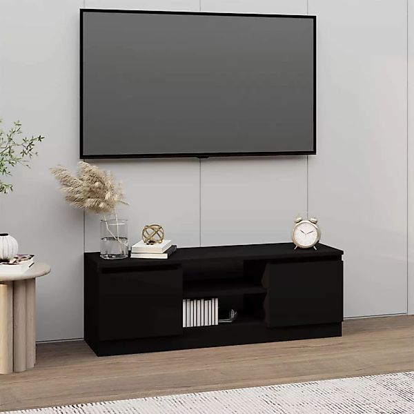 Vidaxl Tv-schrank Mit Tür Schwarz 102x30x36 Cm günstig online kaufen