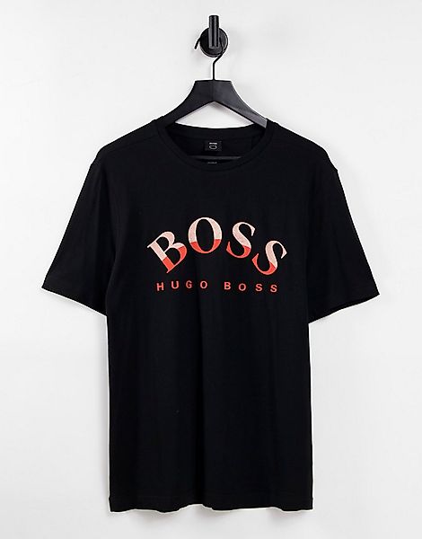 BOSS – Athleisure Tee 1 – T-Shirt mit großem Logo in Schwarz günstig online kaufen