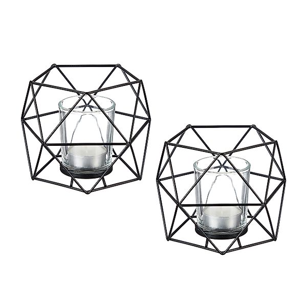 relaxdays Teelichthalter Geometrischer Teelichthalter im 2er günstig online kaufen