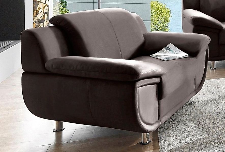 TRENDMANUFAKTUR Sessel »Rondo, Breite 121 cm, breite Armlehnen, Füße chromf günstig online kaufen