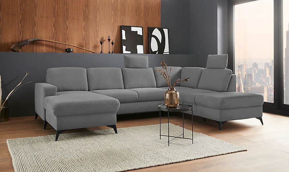 Home affaire Wohnlandschaft "Lolland U-Form" Wahlweise mit Bettfunktion und günstig online kaufen