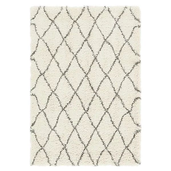 Hochflor Teppiche in Cremefarben und Grau geometrischem Muster günstig online kaufen