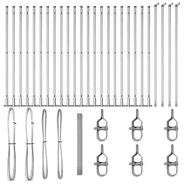 vidaXL Zaunpfosten Silber 50 x 1,4 m 12 x 12 mm Netz Stahl 3352359 günstig online kaufen