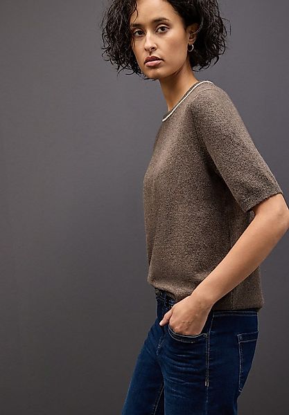 STREET ONE Kurzarmpullover Strick-Optik, mit Kontrastdetail günstig online kaufen