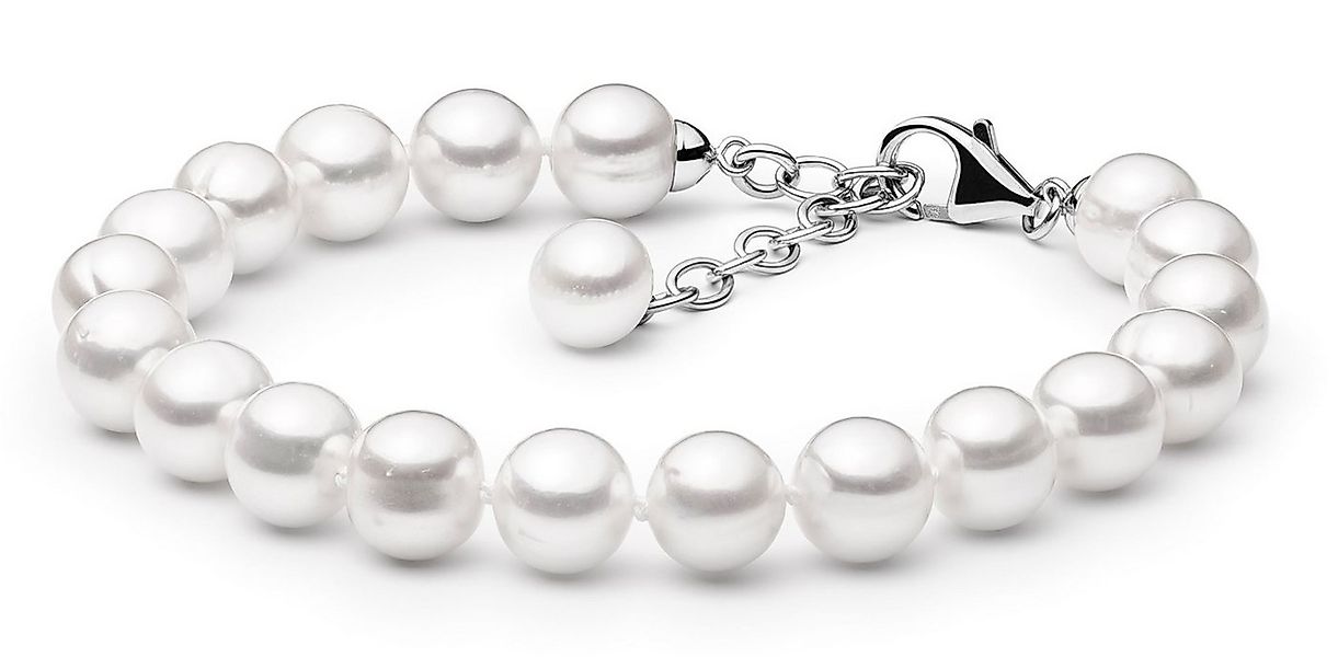 Gaura Pearls Perlenarmband klassisch weiß rund 8.5-9.5 mm, echte Süßwasserz günstig online kaufen