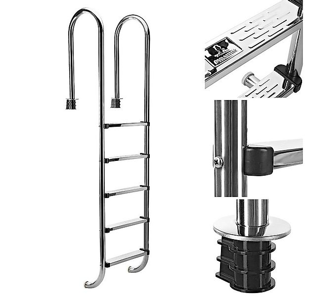 Feel2Home Poolleiter Edelstahl Poolleiter Schwimmbad Leiter Hochbeckenleite günstig online kaufen