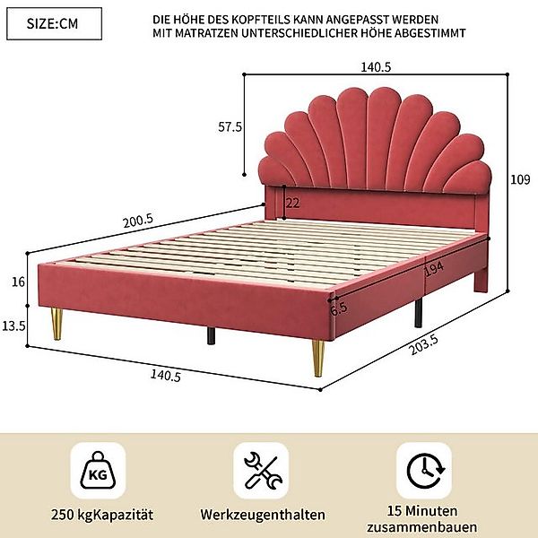 Furnishings Home Polsterbett 140x200cm Prinzessinbett Wolkenbett (Set, Bett günstig online kaufen
