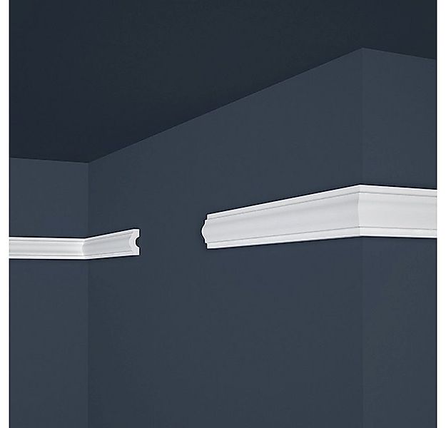 PROVISTON Zierleiste Polystyrol, 18 x 38 x 2000 mm, Weiß, Wandleiste, Klebe günstig online kaufen