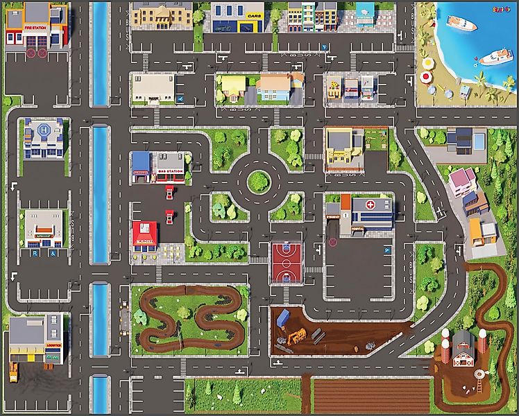 SkippiDoo Kinderteppich Straßenteppich Spielteppich Kinderzimmer Teppich Au günstig online kaufen