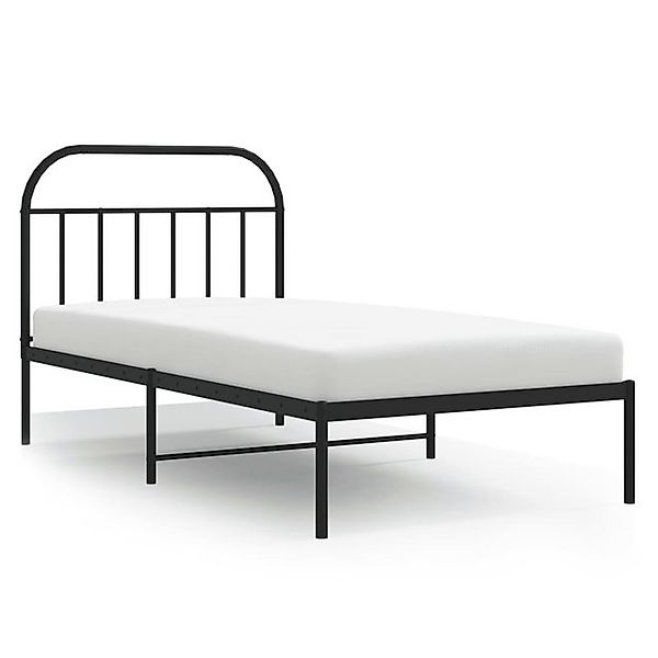 vidaXL Bettgestell, Bettrahmen mit Kopfteil Metall Schwarz 100x200 cm günstig online kaufen