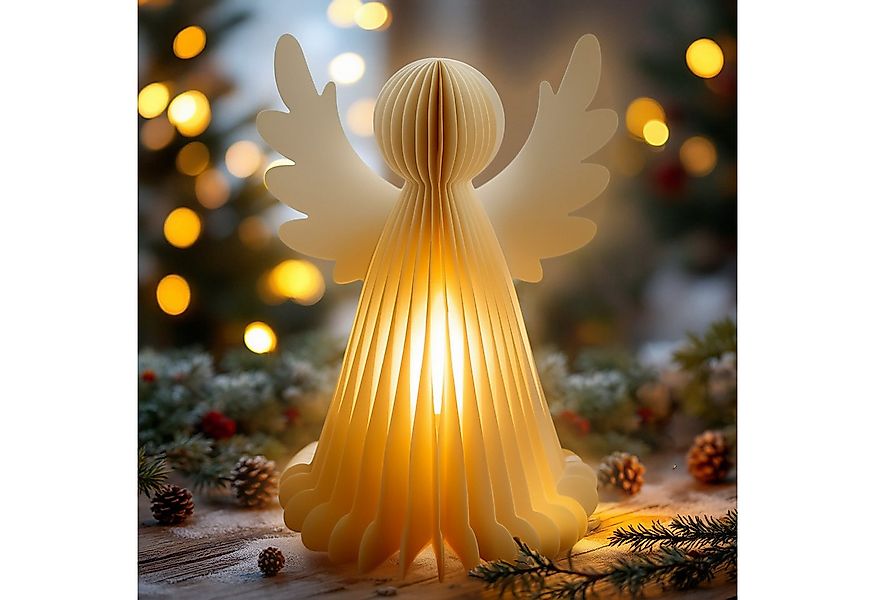 Spetebo LED-Dekofigur LED Papier Engel warm weiß beleuchtet - 28 cm (Anzahl günstig online kaufen