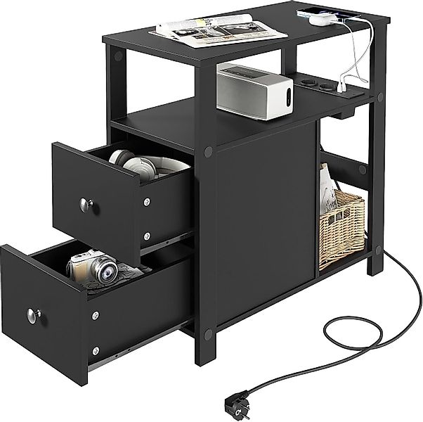 Woltu Beistelltisch, Nachttisch mit ladestation, 60x60x30 günstig online kaufen