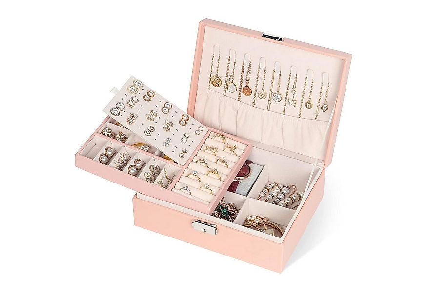 OSTWOLKE Schmuckkasten 2 Schichten Schmuckkästchen Schmuckschatulle Schmuck günstig online kaufen