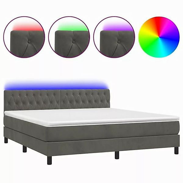 vidaXL Boxspringbett Boxspringbett mit Matratze LED Dunkelgrau 160x200 cm S günstig online kaufen