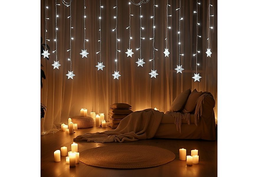 Sunicol Lichterkette Schneeflocke Weihnachtendeko LED Lichtervorhang, 8 Mod günstig online kaufen