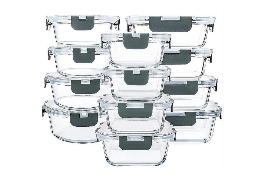 LuxusKollektion Aufbewahrungsdose Glas-Frischhaltedosen 24-teiliges Set - B günstig online kaufen