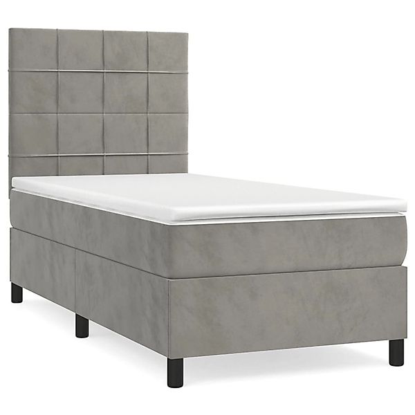 vidaXL Boxspringbett Boxspringbett mit Matratze Hellgrau 100x200 cm Samt Be günstig online kaufen